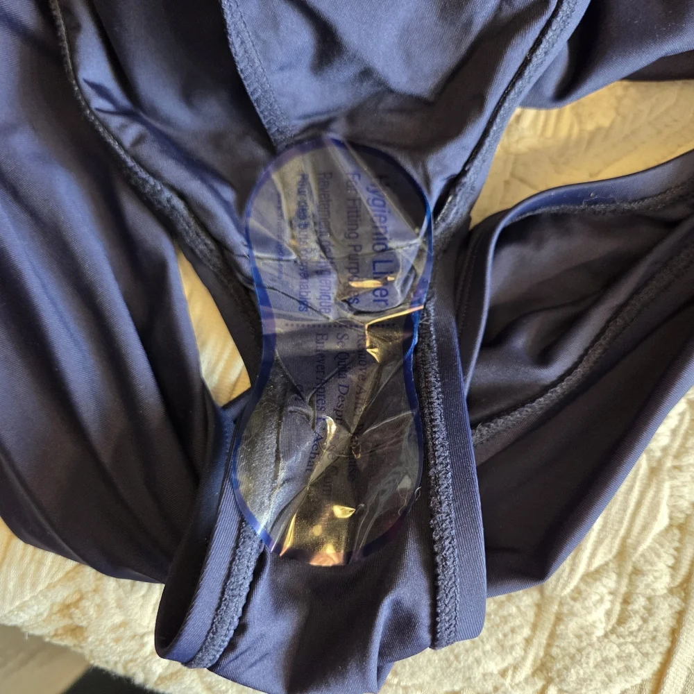 NEW LA BLANCA Size 12 Island Goddess Navy Blue Ruched Waist Hipster Swim Bottoms